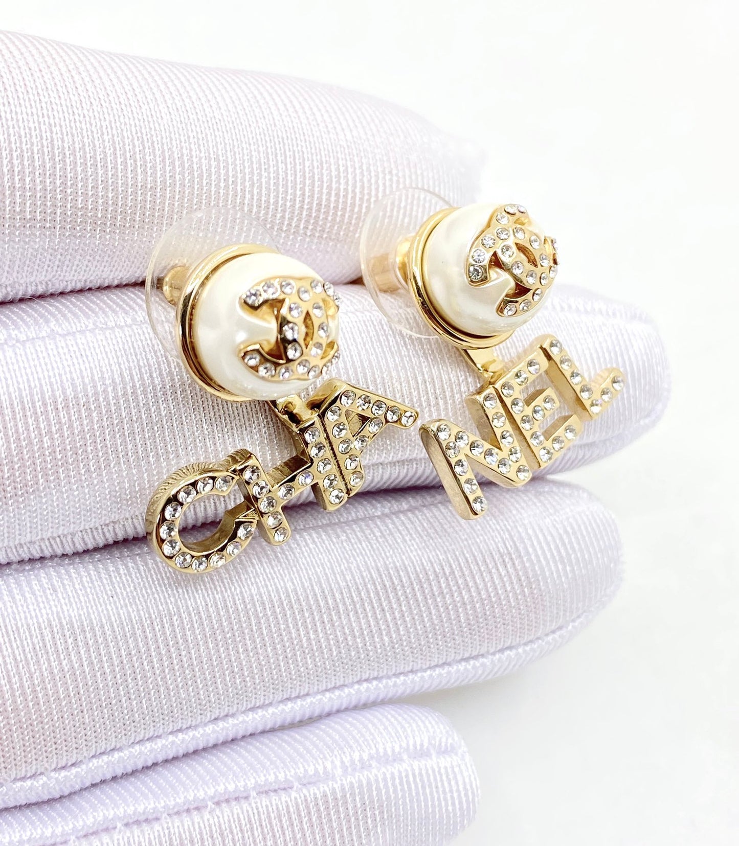 Letter Statement Earrings in Gold-Tone – Design 001 detail view