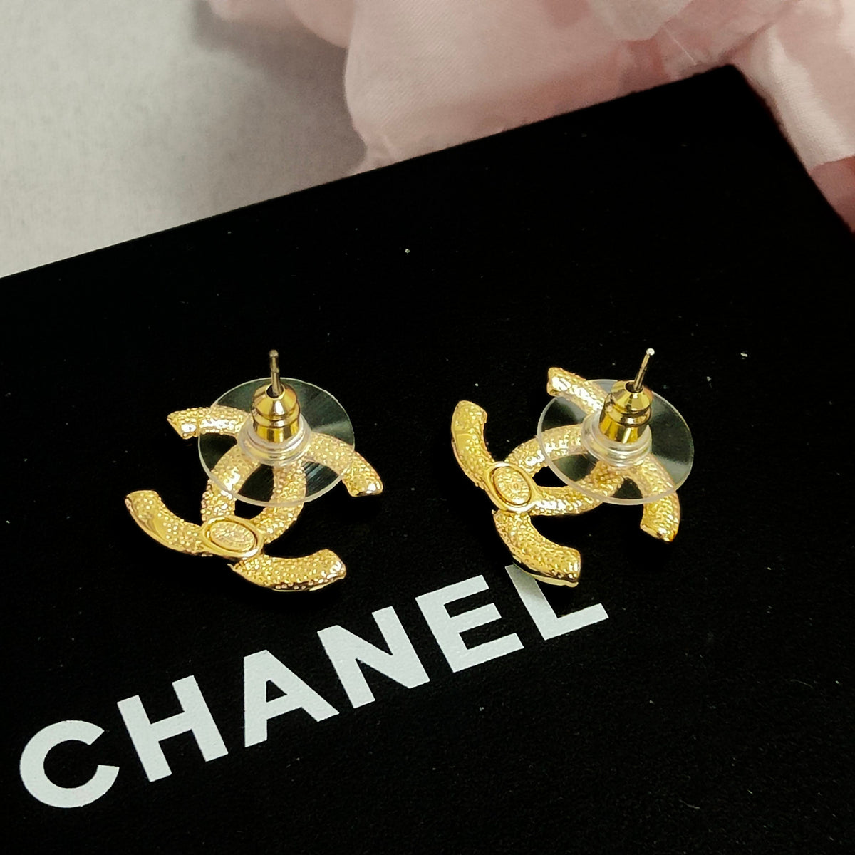 Letter Crystal-Accent Stud Earrings – Design 002 side detail