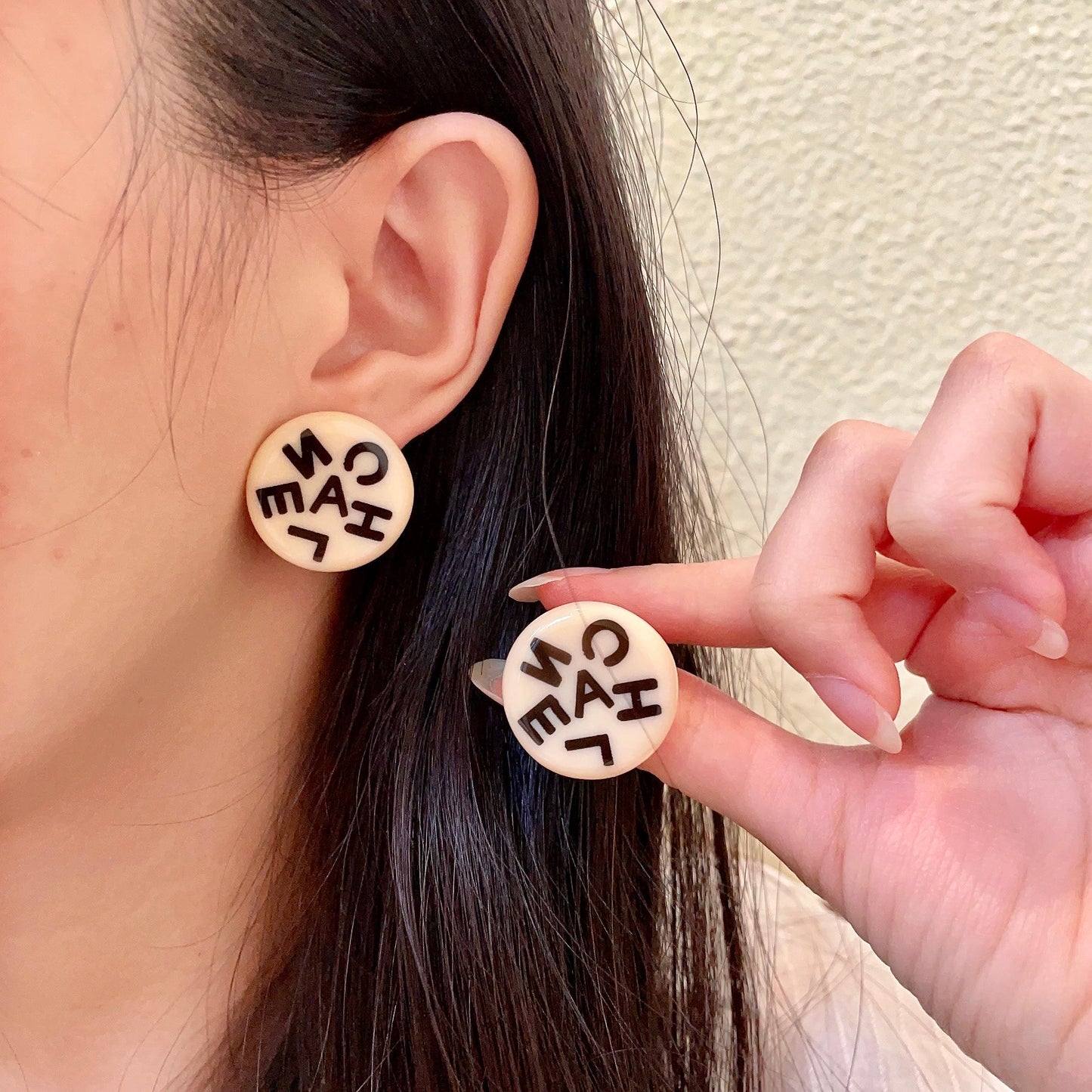 Letter Stud Earrings in Polished Metal-Tone – Design 013 main product view