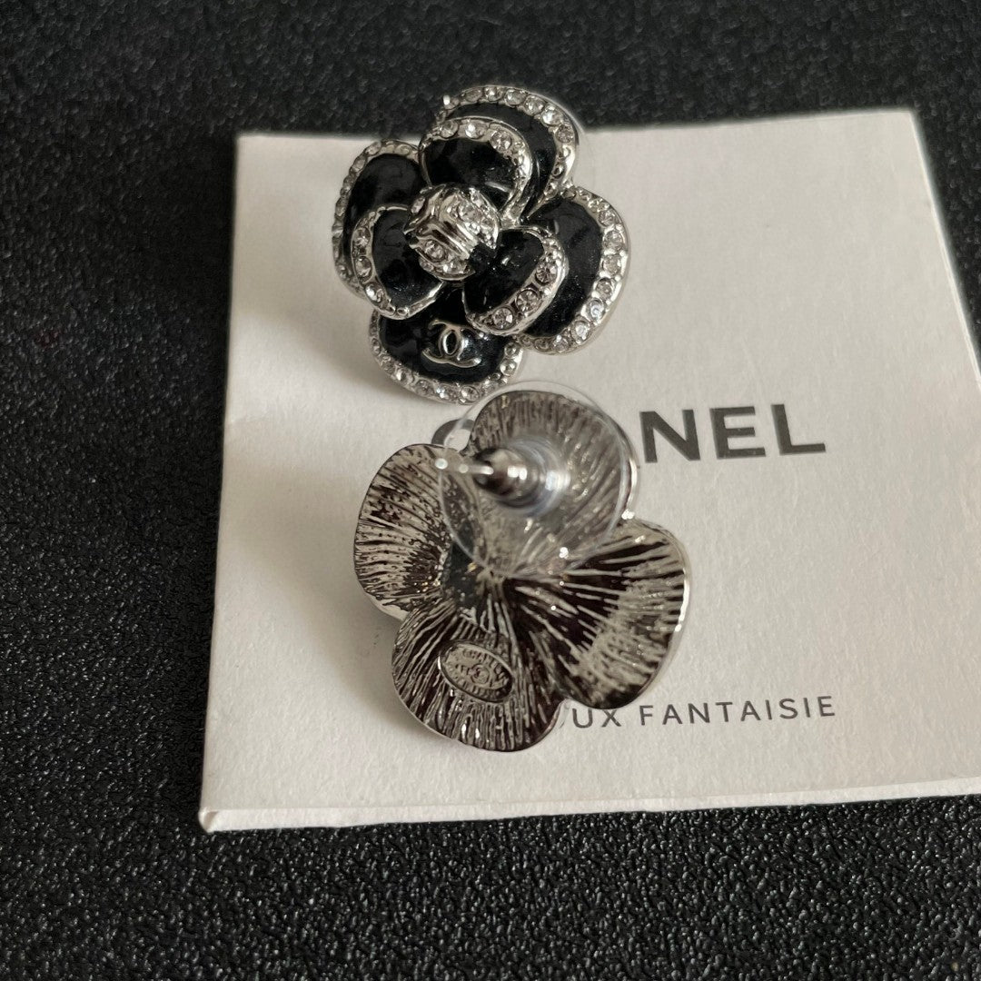 Double-C Emblem Crystal-Accent Stud Earrings – Design 032 main product view