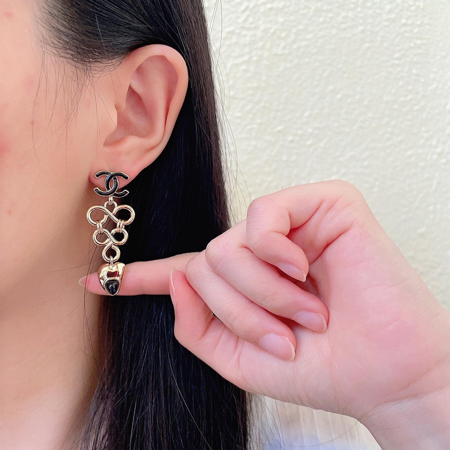 Double-C Emblem Statement Earrings in Polished Metal-Tone – Design 035 front product view