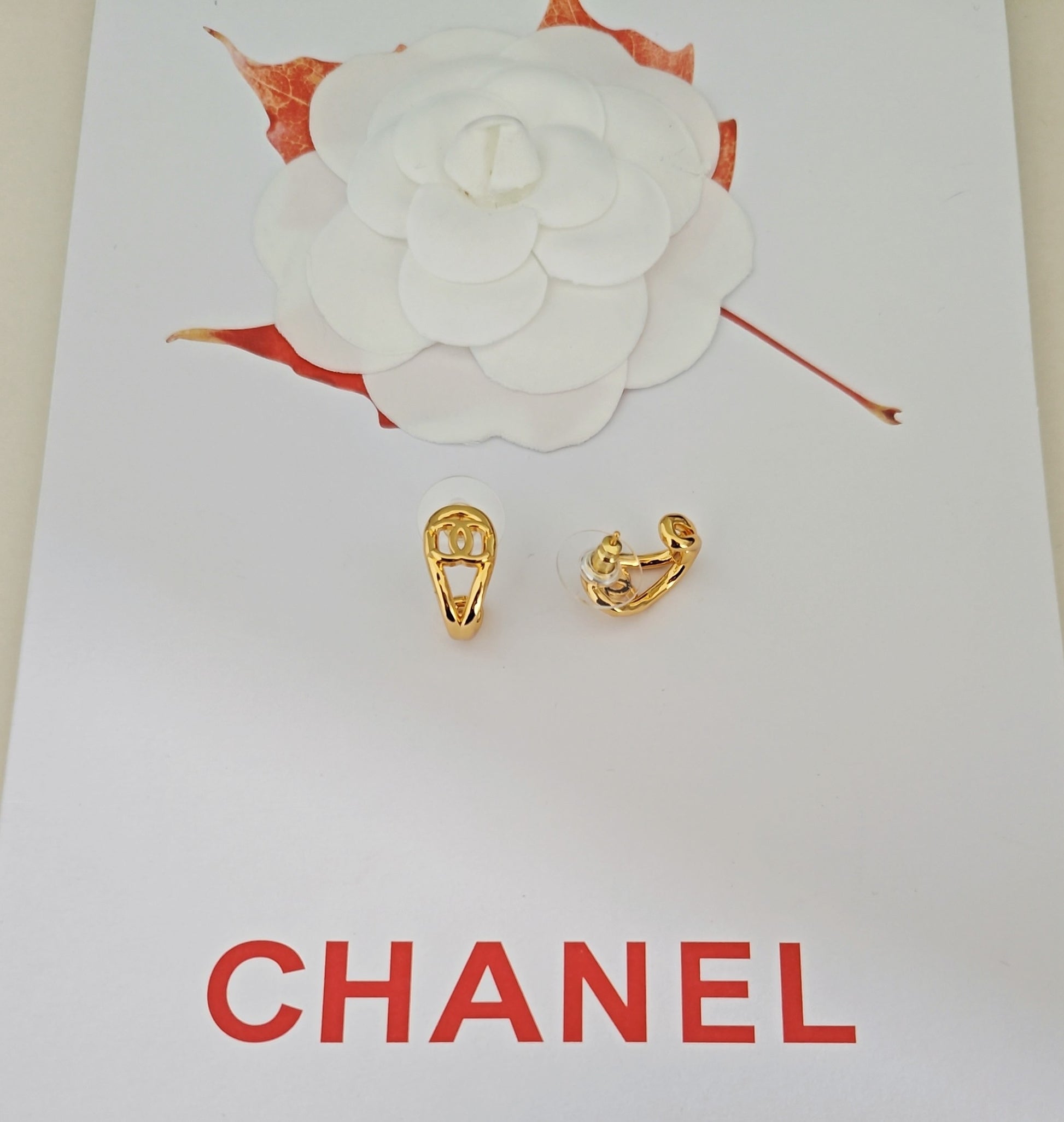 Signature Emblem Statement Earrings in Gold-Tone – Design 010 styled product view
