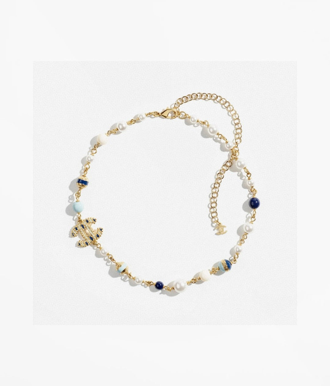 Double-C Emblem Pearl-Detail Pendant Necklace – Pearl Detail – Design 011 main product view