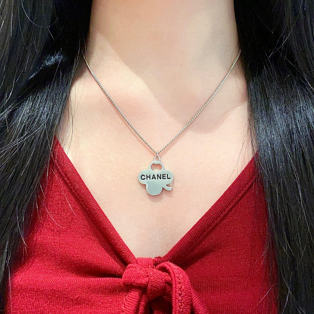 Camellia Pendant Necklace in Polished Metal-Tone – Camellia Detail – Design 002 detail view