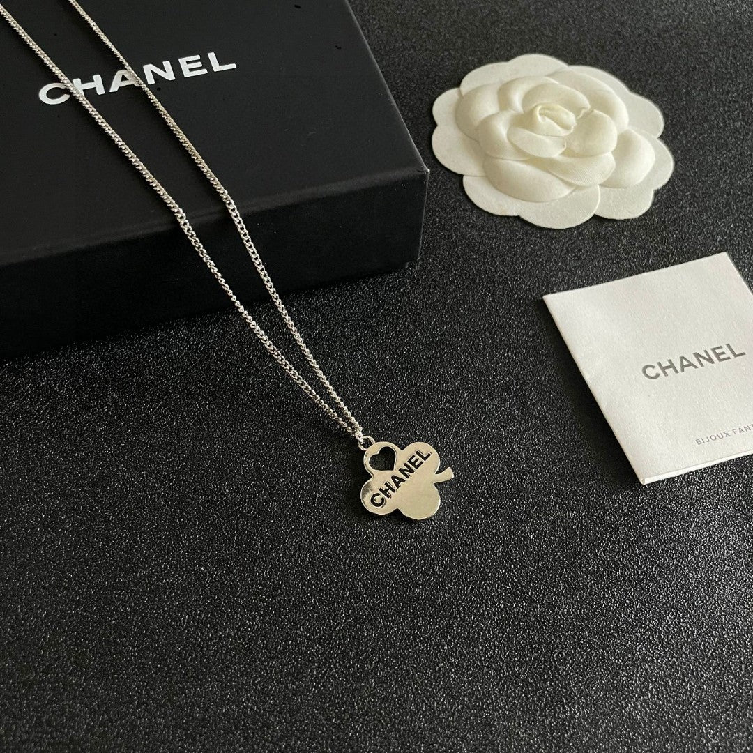 Camellia Pendant Necklace in Polished Metal-Tone – Camellia Detail – Design 022 styled product view