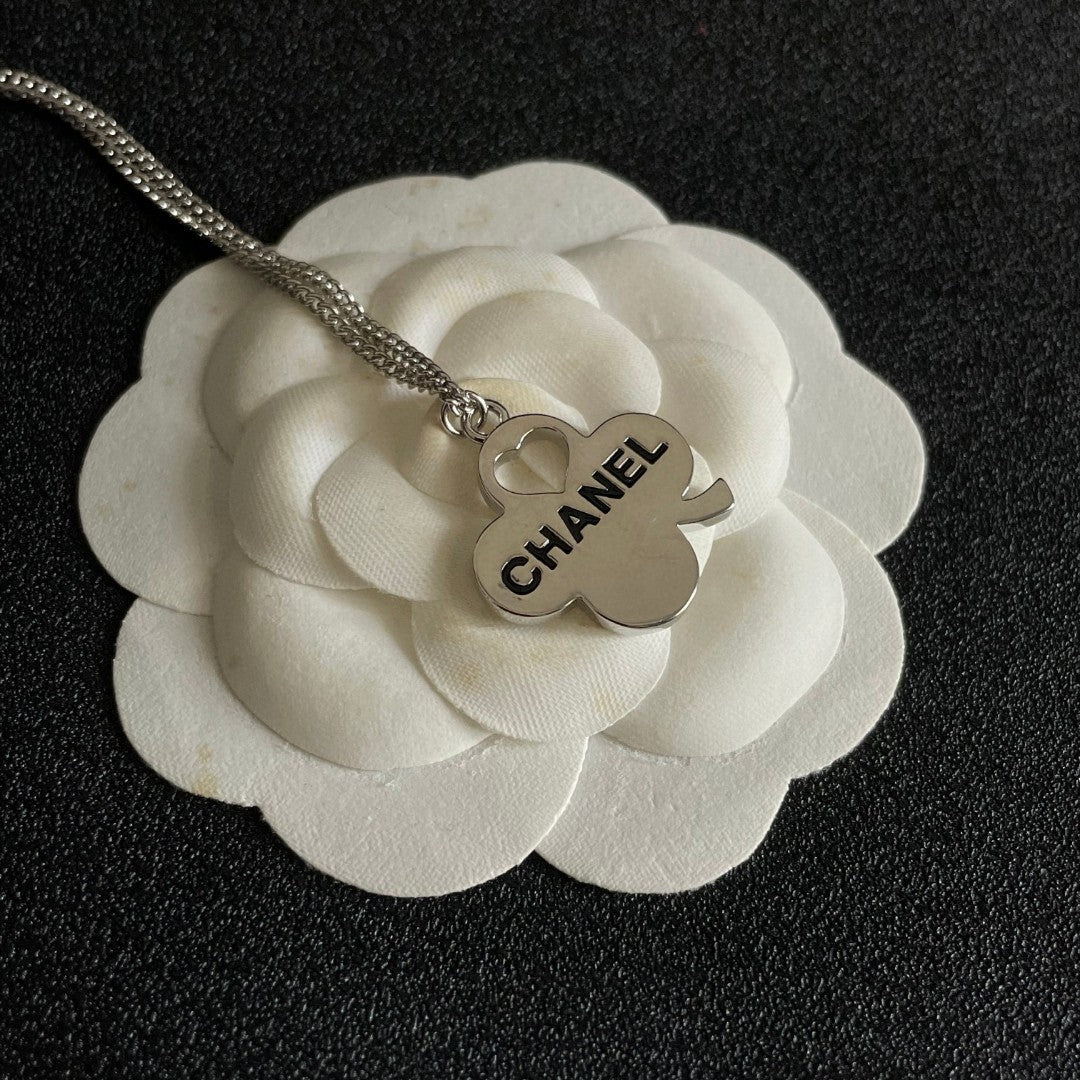 Camellia Pendant Necklace in Polished Metal-Tone – Camellia Detail – Design 002 front product view