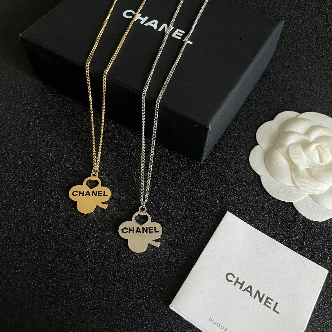 Camellia Pendant Necklace in Polished Metal-Tone – Camellia Detail – Design 002 side detail