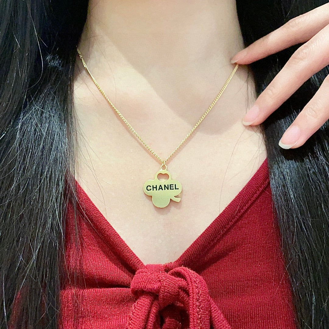 Camellia Pendant Necklace in Polished Metal-Tone – Camellia Detail main product view