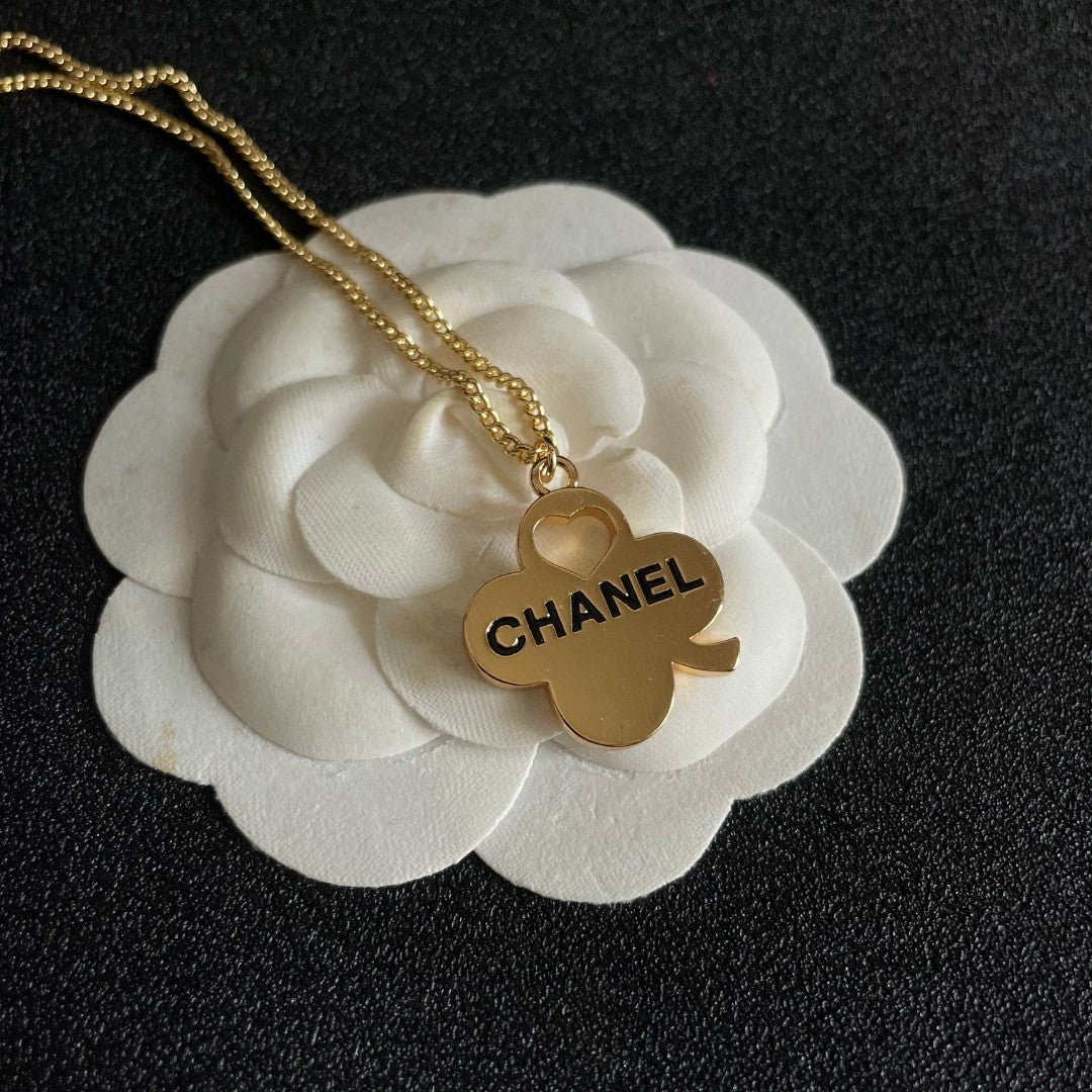 Camellia Pendant Necklace in Polished Metal-Tone – Camellia Detail front product view