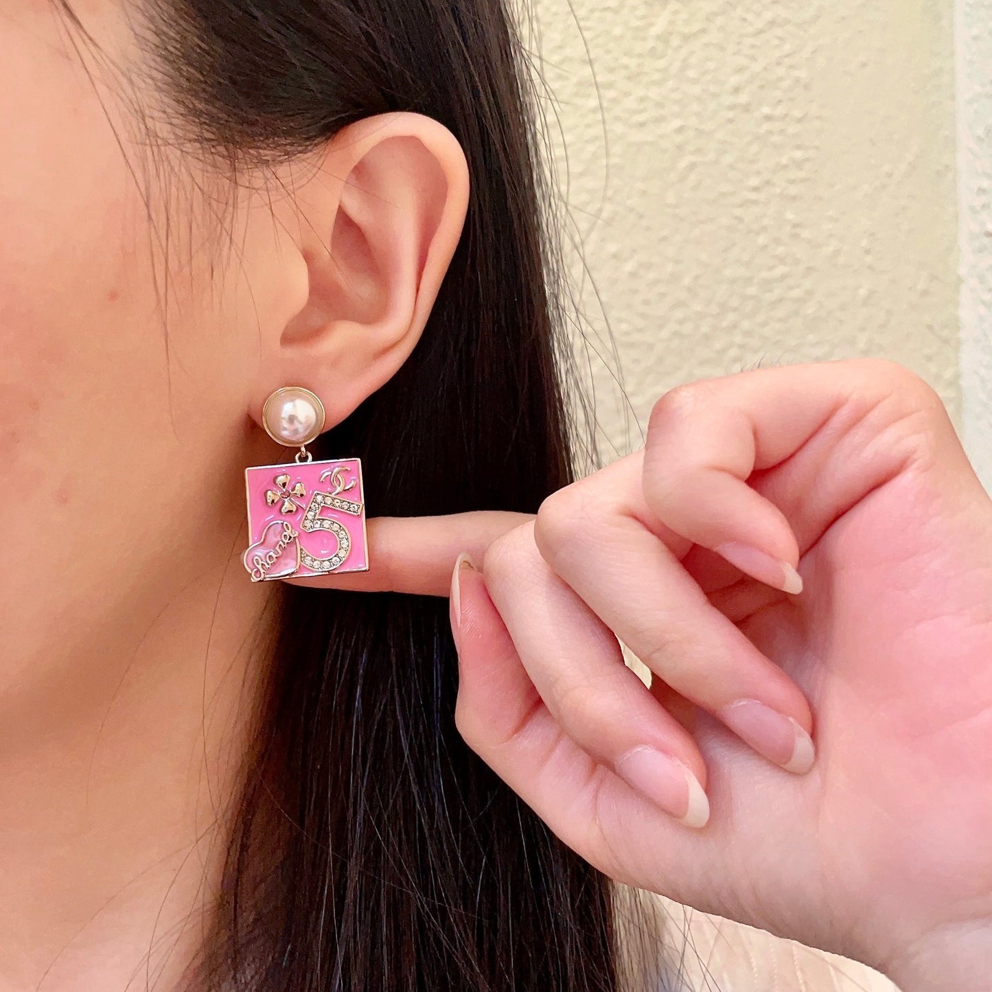 Double-C Emblem Statement Earrings in Polished Metal-Tone – Design 003 front product view