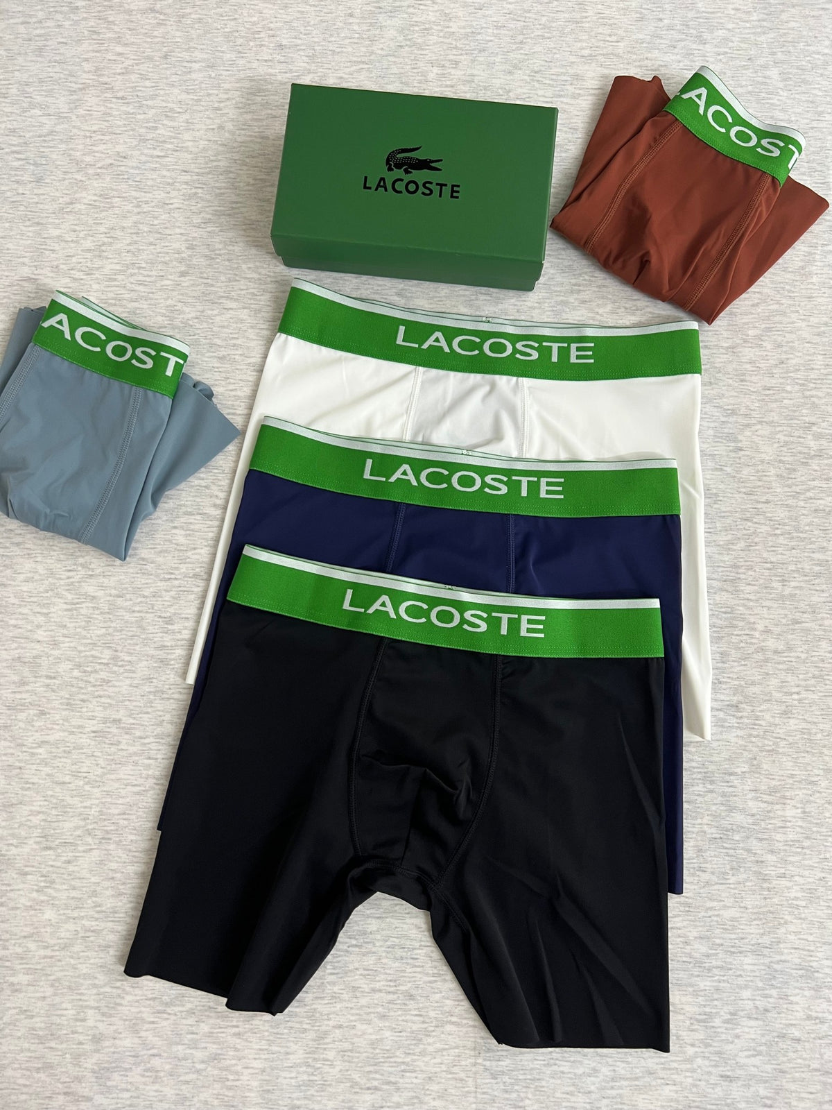 Lacoste Green Logo Waistbands Men's Boxer Briefs - 3-Piece Box