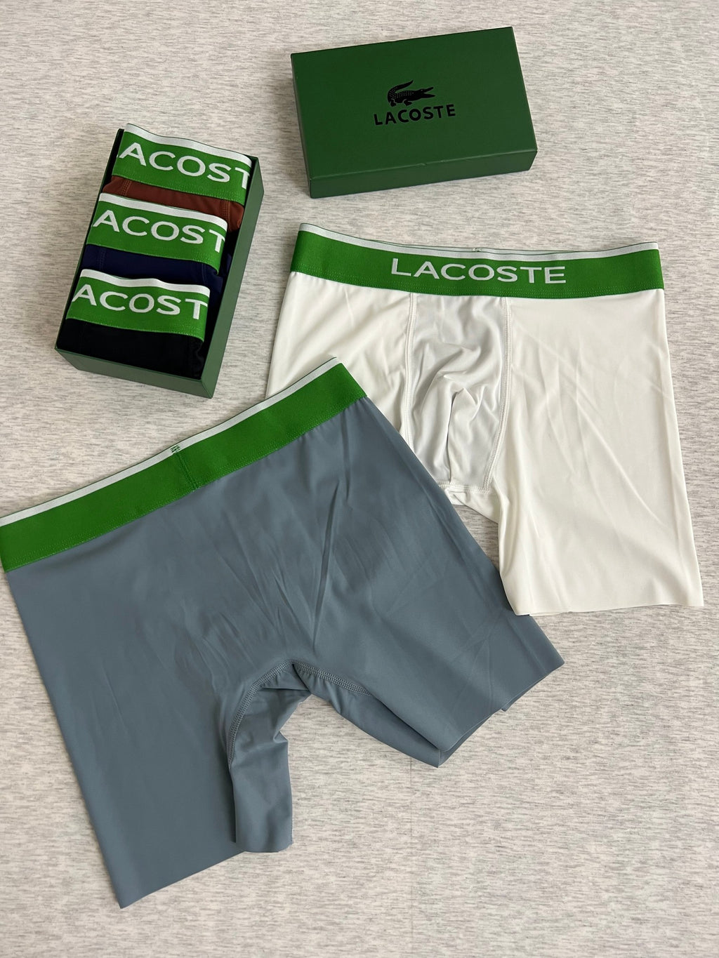 Lacoste Green Logo Waistbands Men's Boxer Briefs - 3-Piece Box
