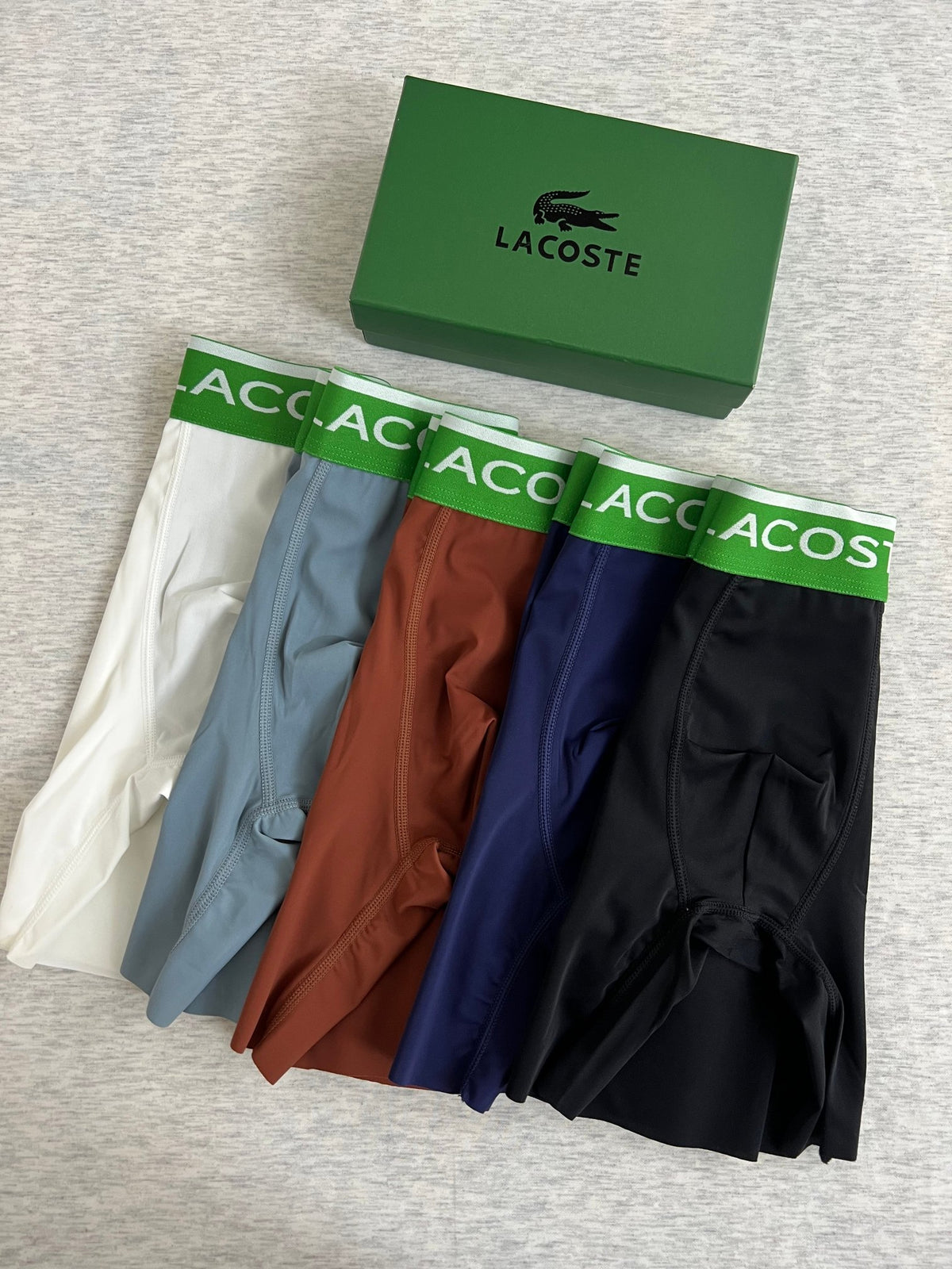 Lacoste Green Logo Waistbands Men's Boxer Briefs - 3-Piece Box
