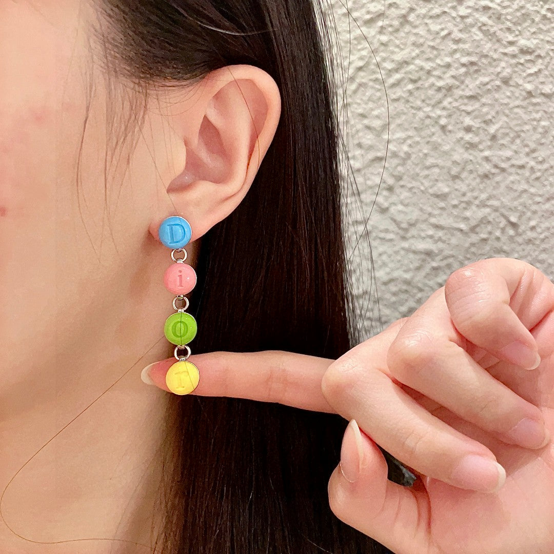 Graphic Letter Motif Statement Earrings in Polished Metal-Tone – Design 027 front view
