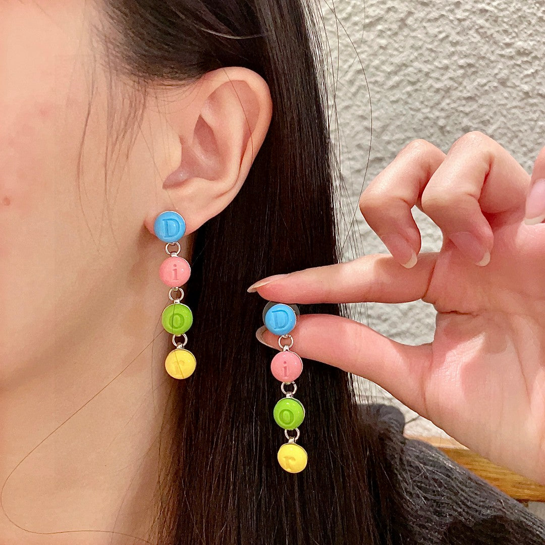 Graphic Letter Motif Statement Earrings in Polished Metal-Tone – Design 001 main product view