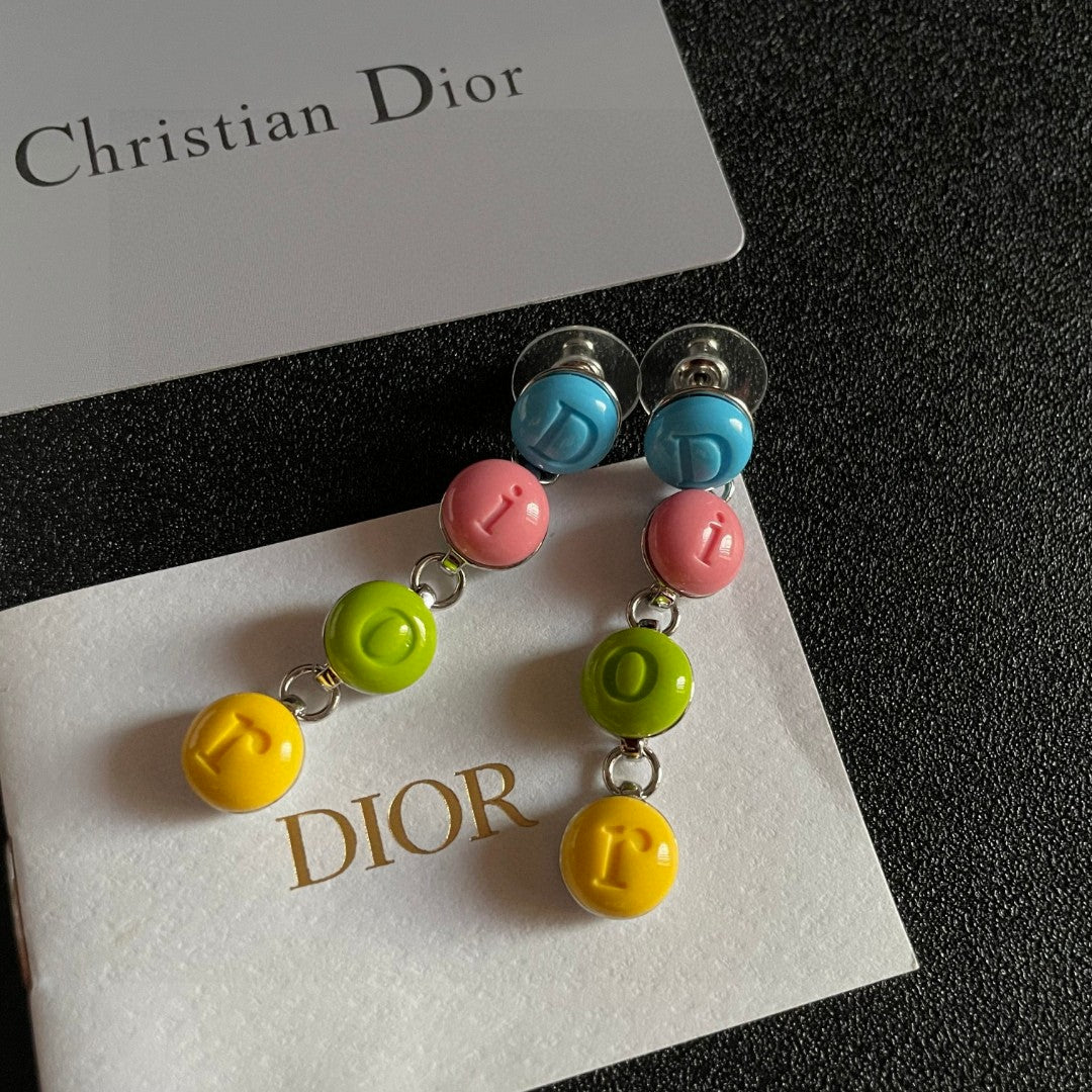 Graphic Letter Motif Statement Earrings in Polished Metal-Tone – Design 001 front view