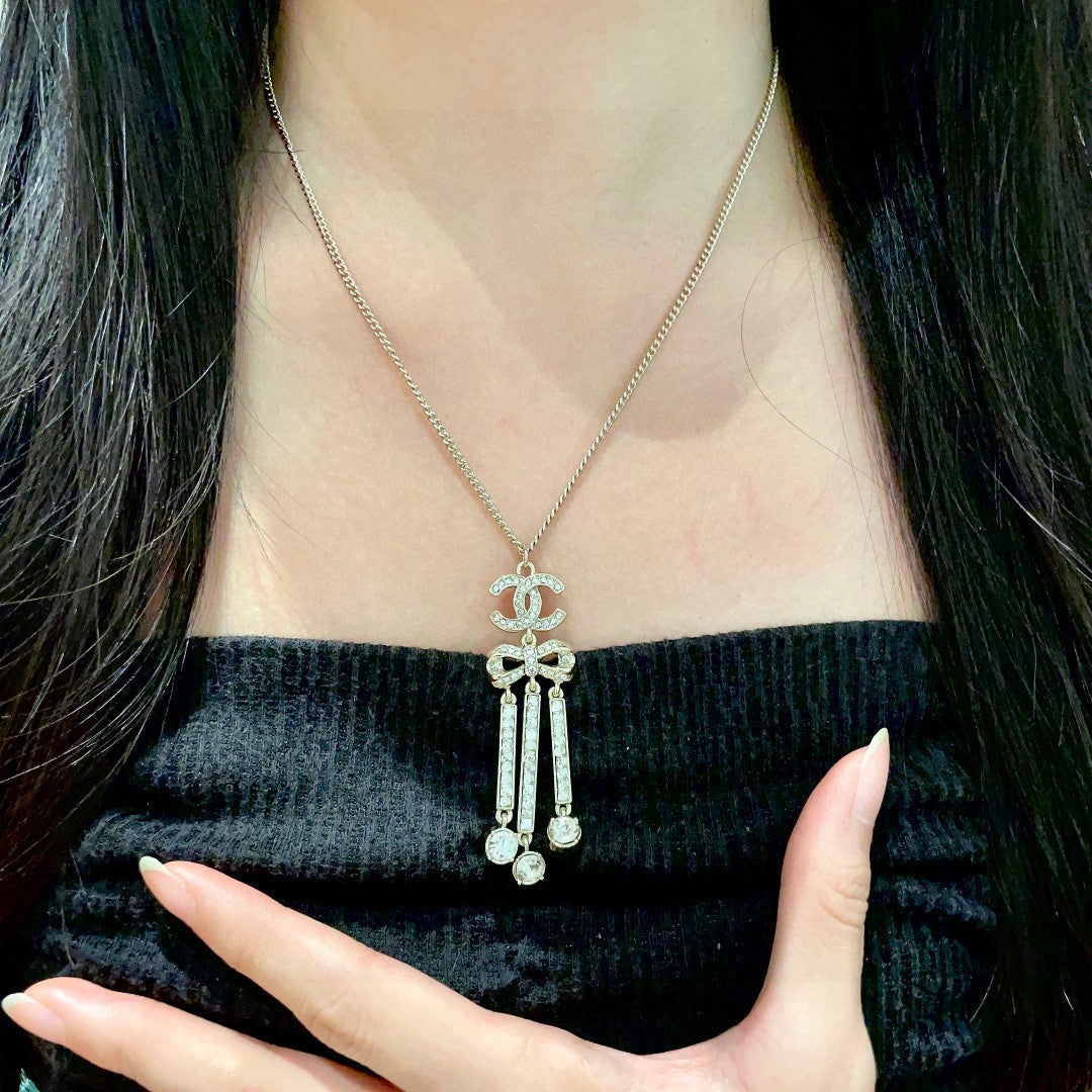 Double-C Emblem Crystal-Accent Pendant Necklace – Design 008 front product view