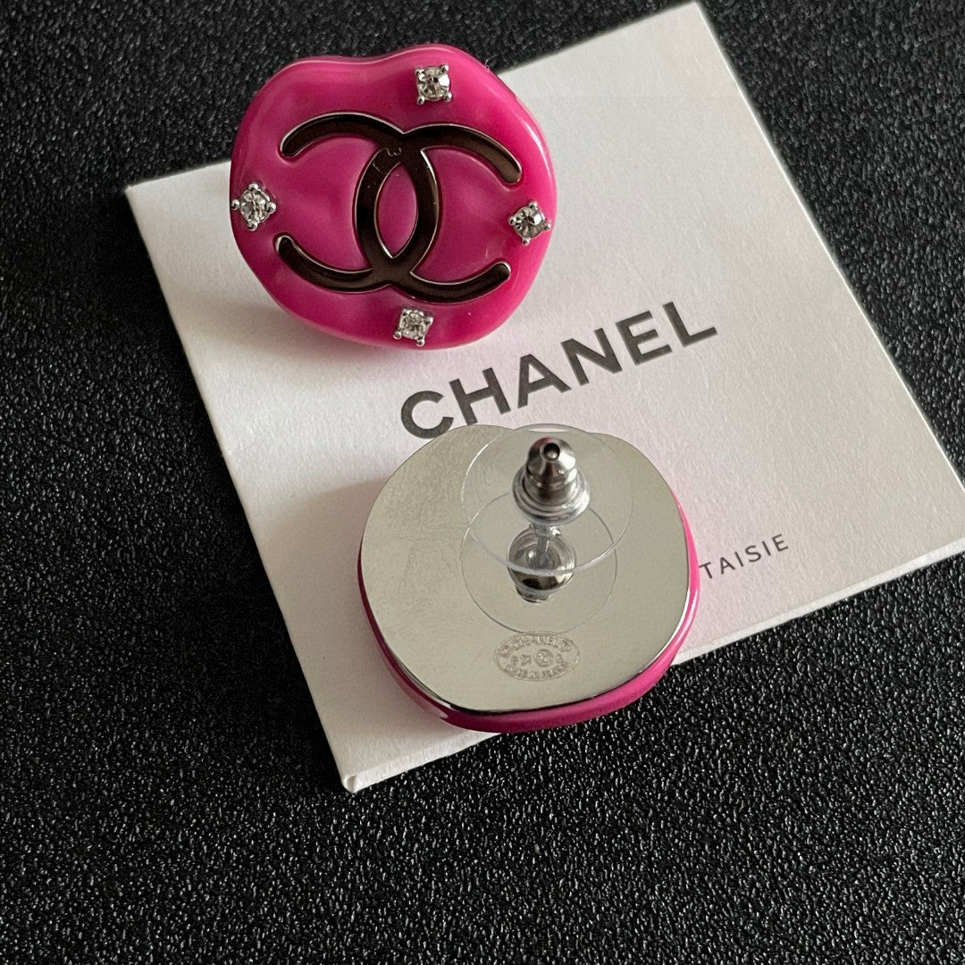 Double-C Emblem Crystal-Accent Stud Earrings – Design 006 main product view