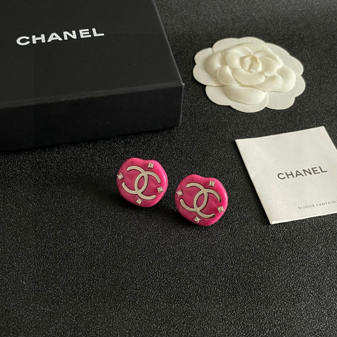 Double-C Emblem Crystal-Accent Stud Earrings – Design 059 styled product view
