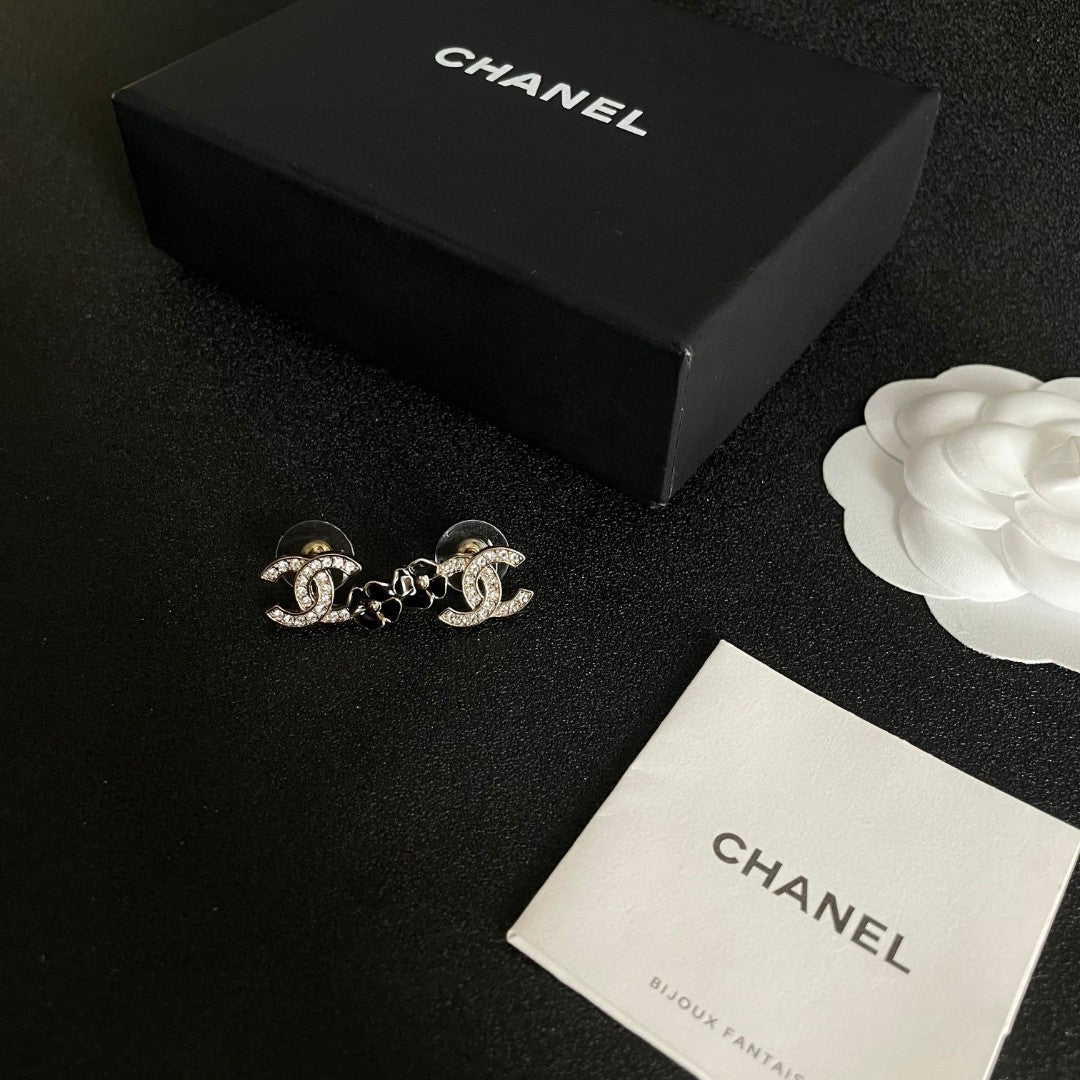 Camellia Stud Earrings in Polished Metal-Tone – Camellia Detail – Design 012 close-up detail
