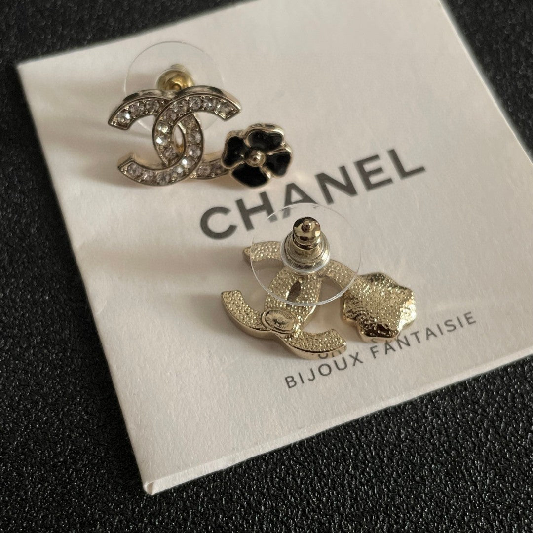 Camellia Stud Earrings in Polished Metal-Tone – Camellia Detail – Design 012 main product view