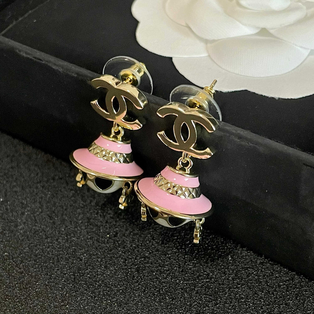 Signature Emblem Statement Earrings in Polished Metal-Tone – Design 024 detail view