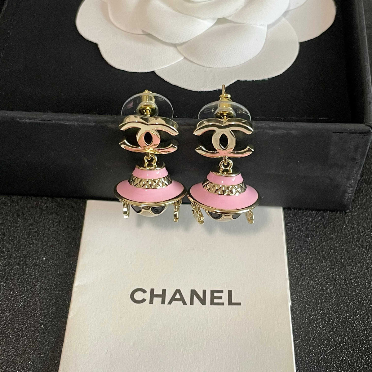 Signature Emblem Statement Earrings in Polished Metal-Tone – Design 024 styled product view