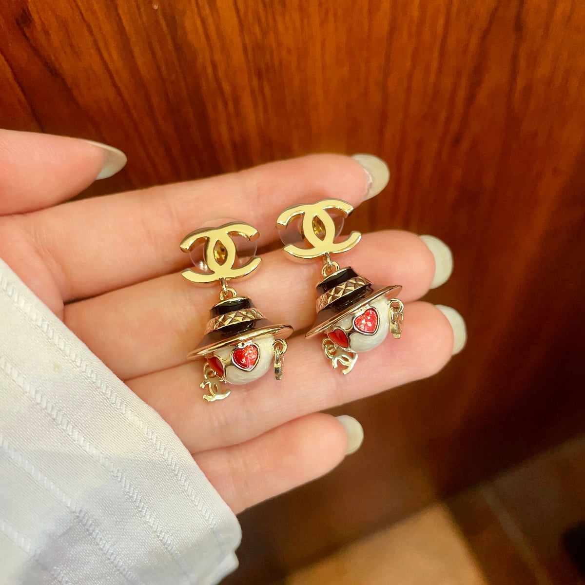 Signature Emblem Statement Earrings in Polished Metal-Tone – Design 023 side detail