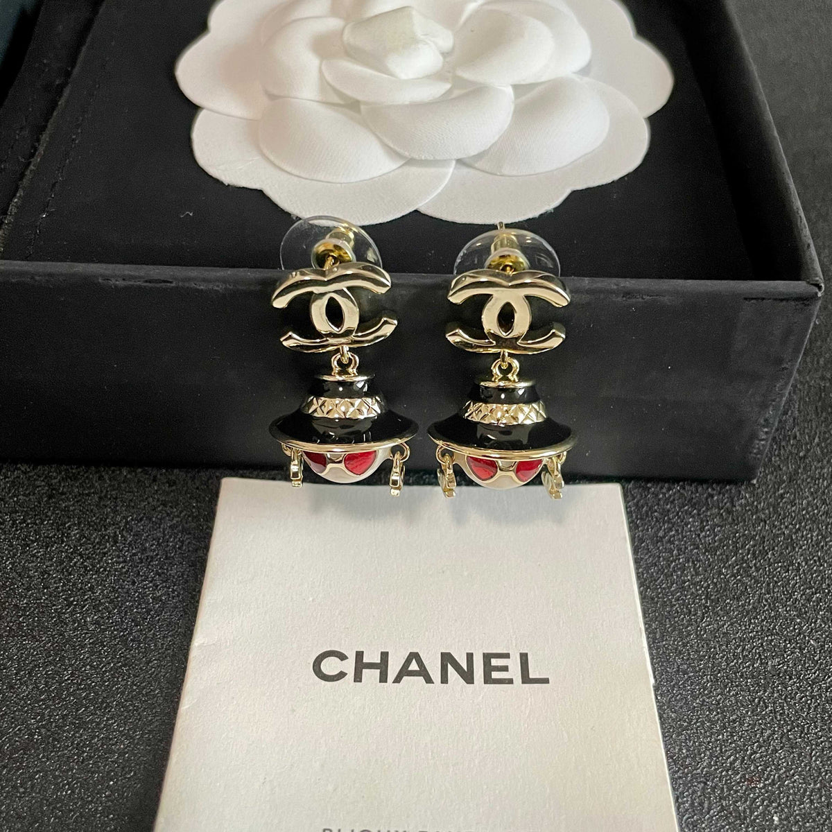 Signature Emblem Statement Earrings in Polished Metal-Tone – Design 023 styled product view