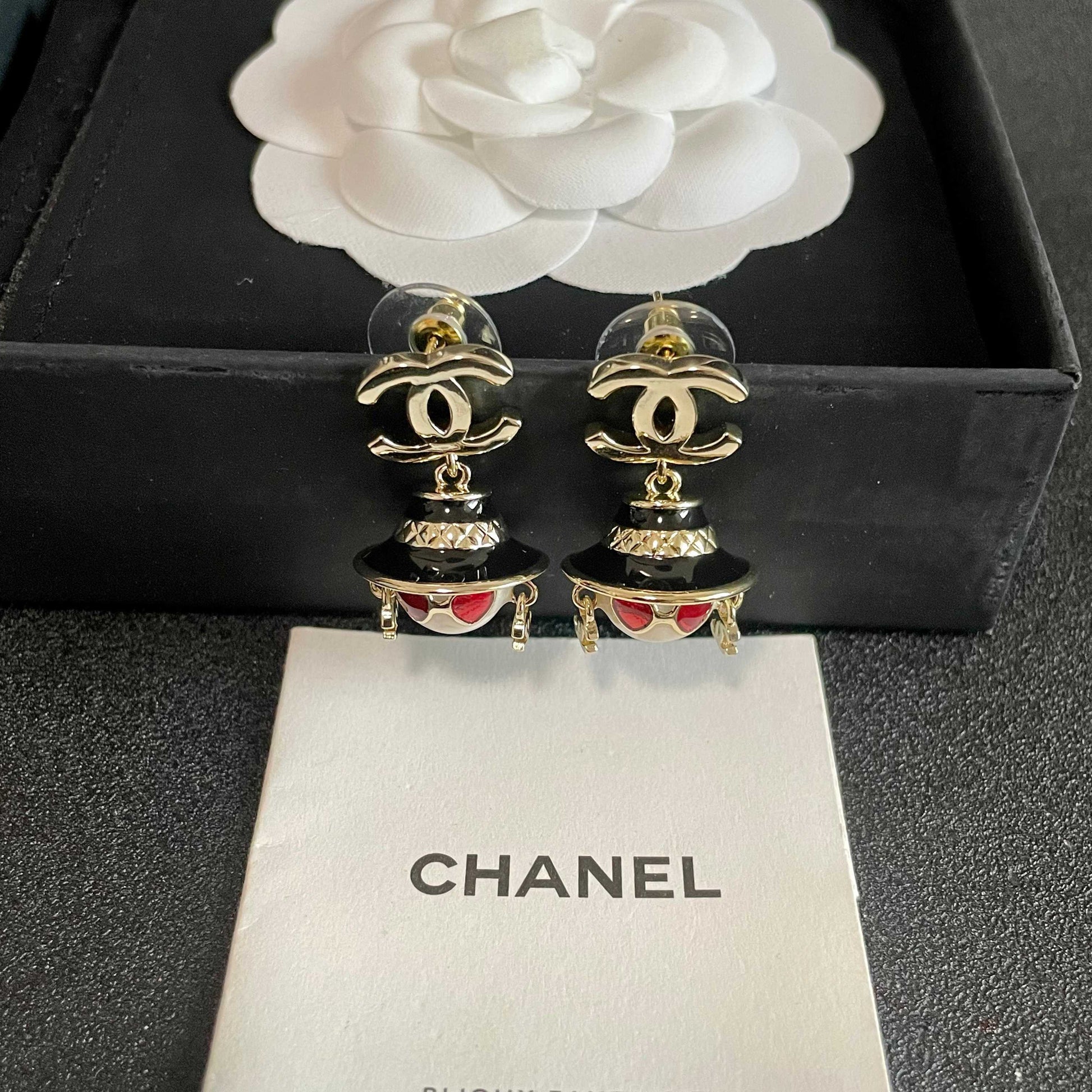 Signature Emblem Statement Earrings in Polished Metal-Tone – Design 023 styled product view