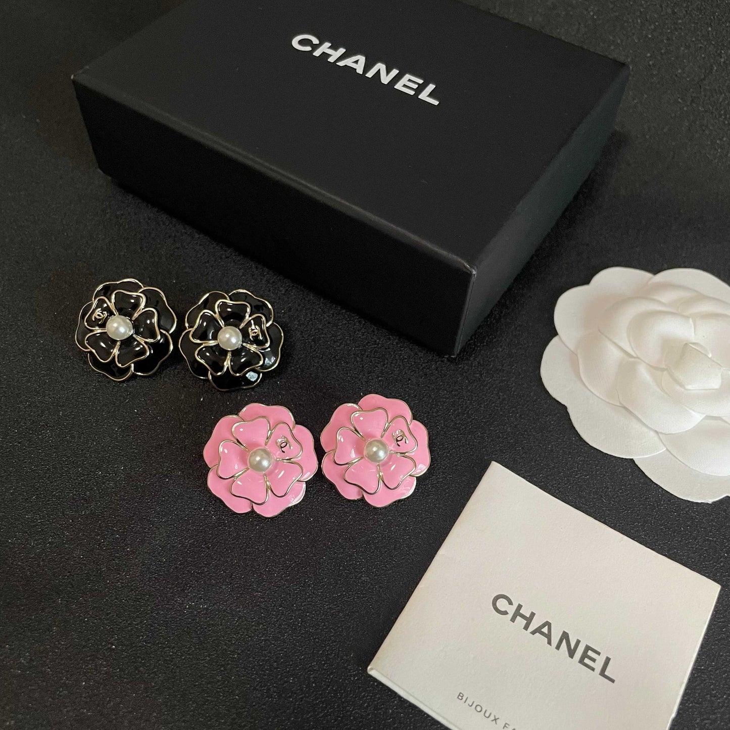 Camellia Stud Earrings in Polished Metal-Tone – Camellia Detail – Design 010 close-up detail