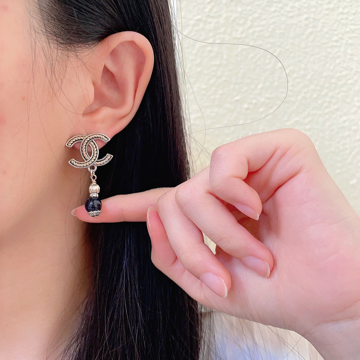 Double-C Emblem Statement Earrings in Polished Metal-Tone – Design 007 front product view