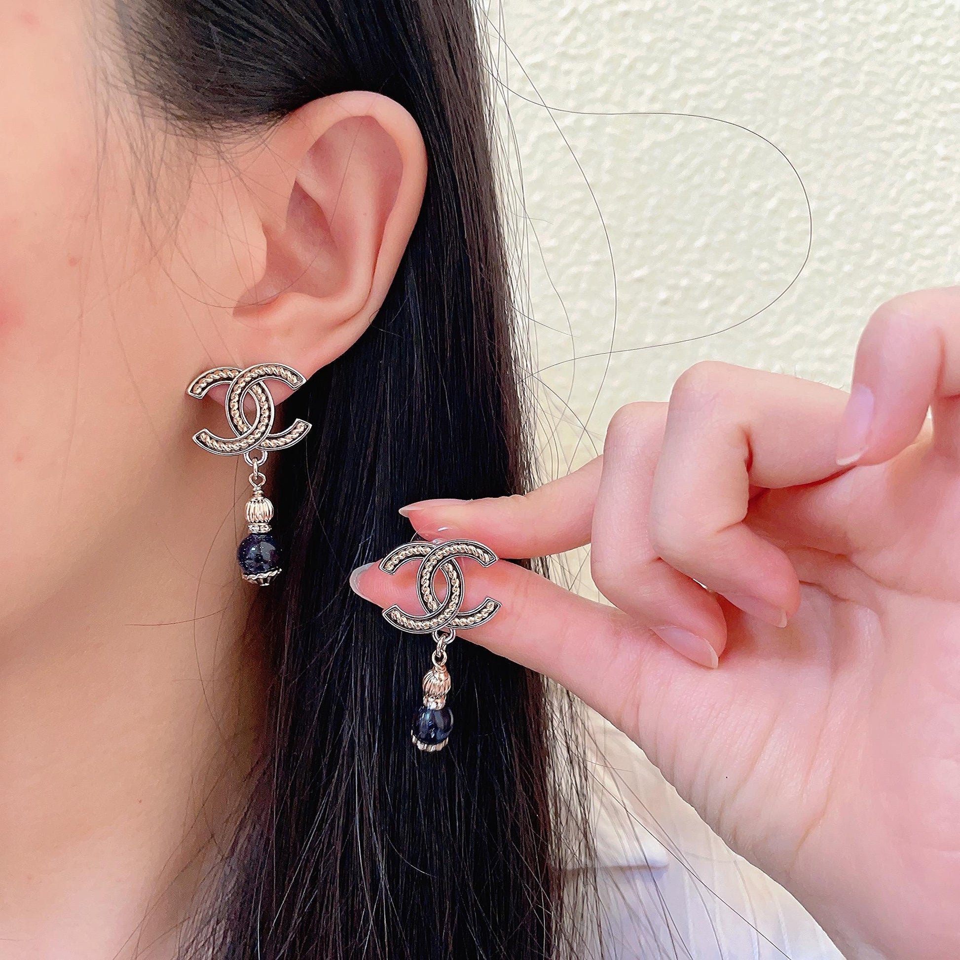 Double-C Emblem Statement Earrings in Polished Metal-Tone – Design 007 main product view