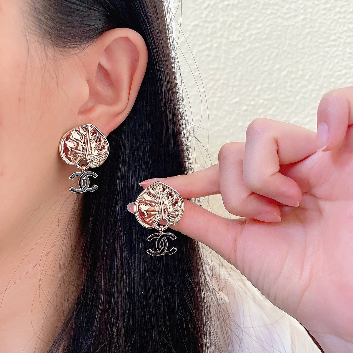 Double-C Emblem Statement Earrings in Polished Metal-Tone – Design 006 main product view