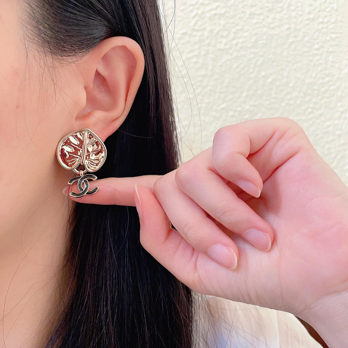 Double-C Emblem Statement Earrings in Polished Metal-Tone – Design 010 front product view