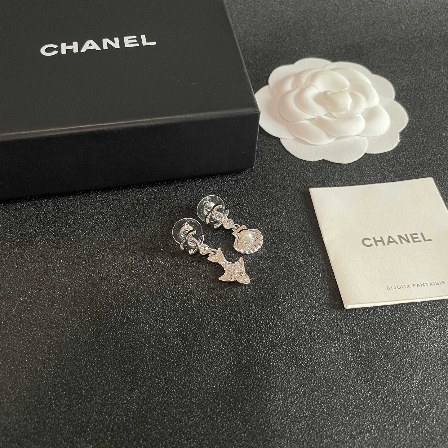 Double-C Emblem Statement Earrings in Polished Metal-Tone – Design 002 styled product view
