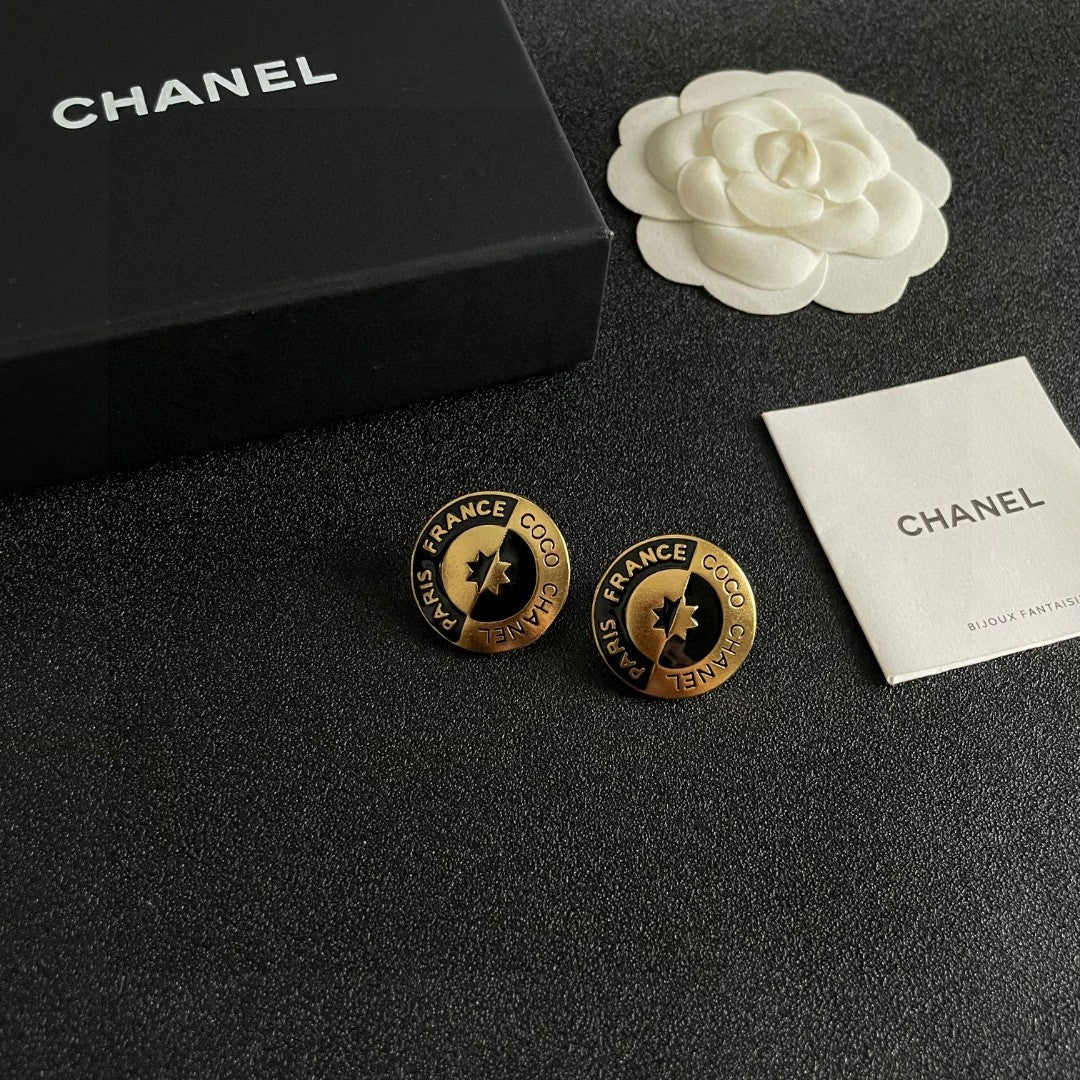 Letter Stud Earrings in Polished Metal-Tone – Design 007 styled product view
