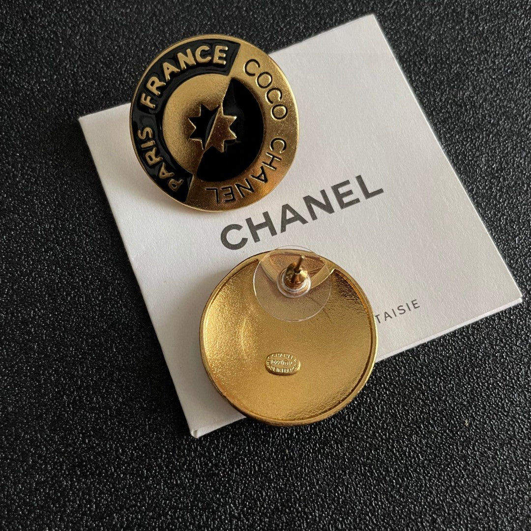 Letter Stud Earrings in Polished Metal-Tone – Design 007 main product view