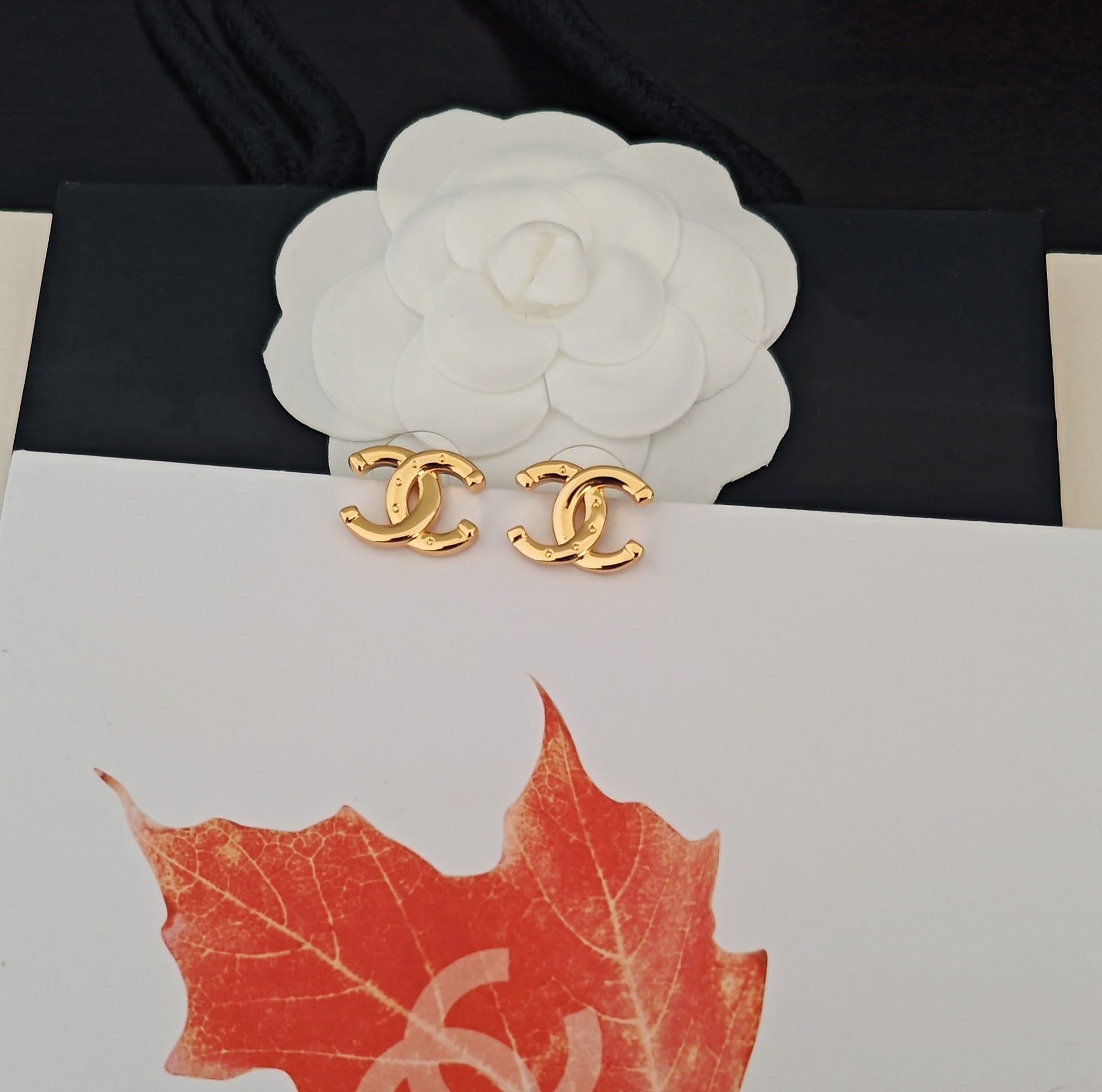 Letter Stud Earrings in Gold-Tone – Design 002 detail view