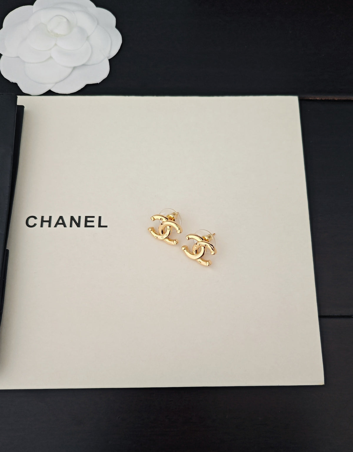 Letter Stud Earrings in Gold-Tone – Design 002 front product view