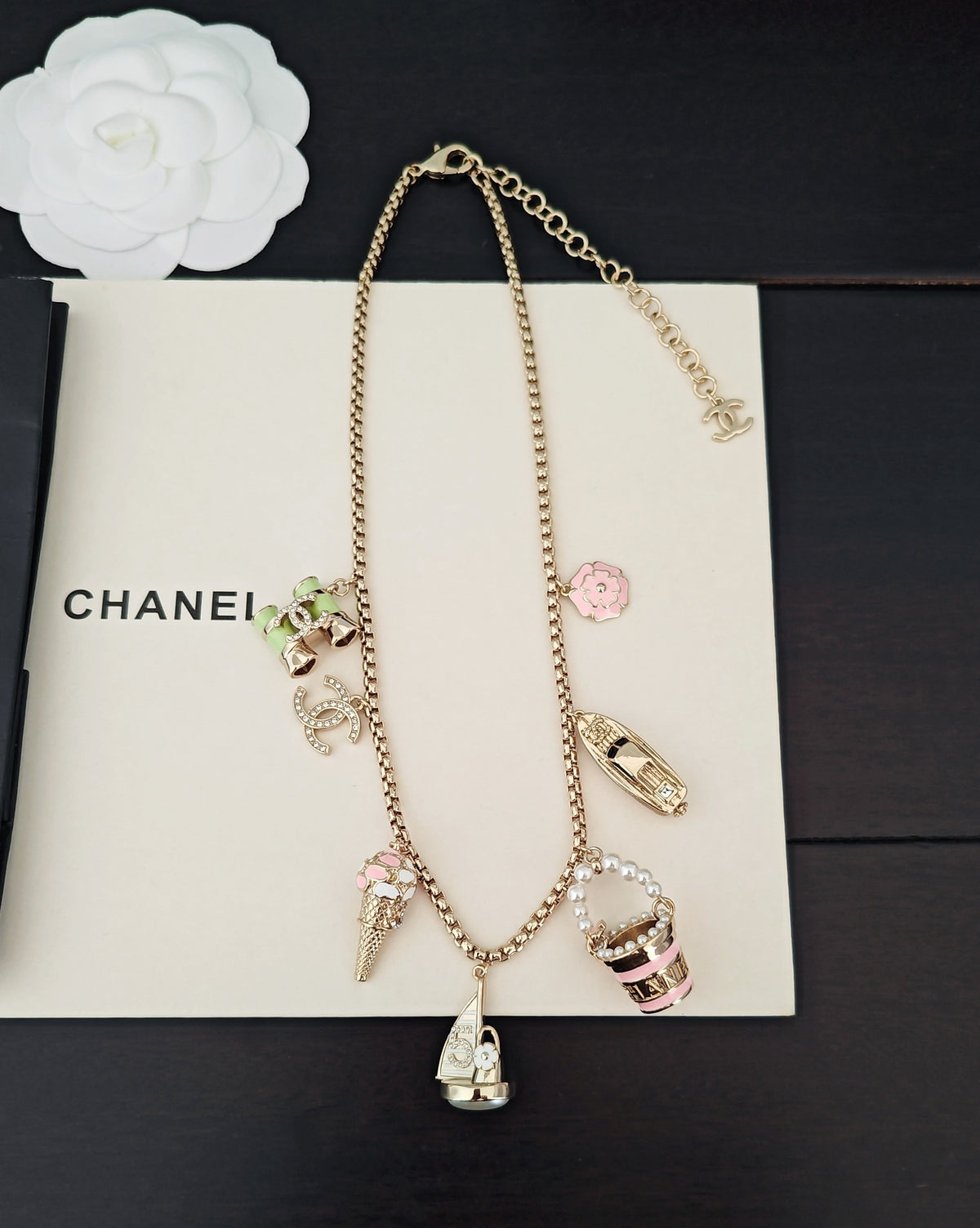 Signature Emblem Pendant Necklace in Gold-Tone – Design 010 front product view