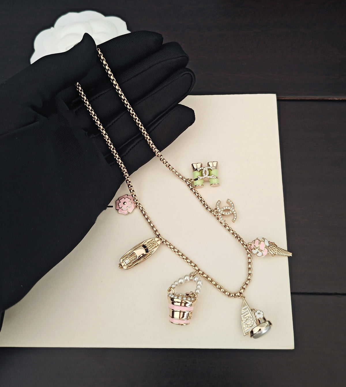 Signature Emblem Pendant Necklace in Gold-Tone – Design 041 main product view