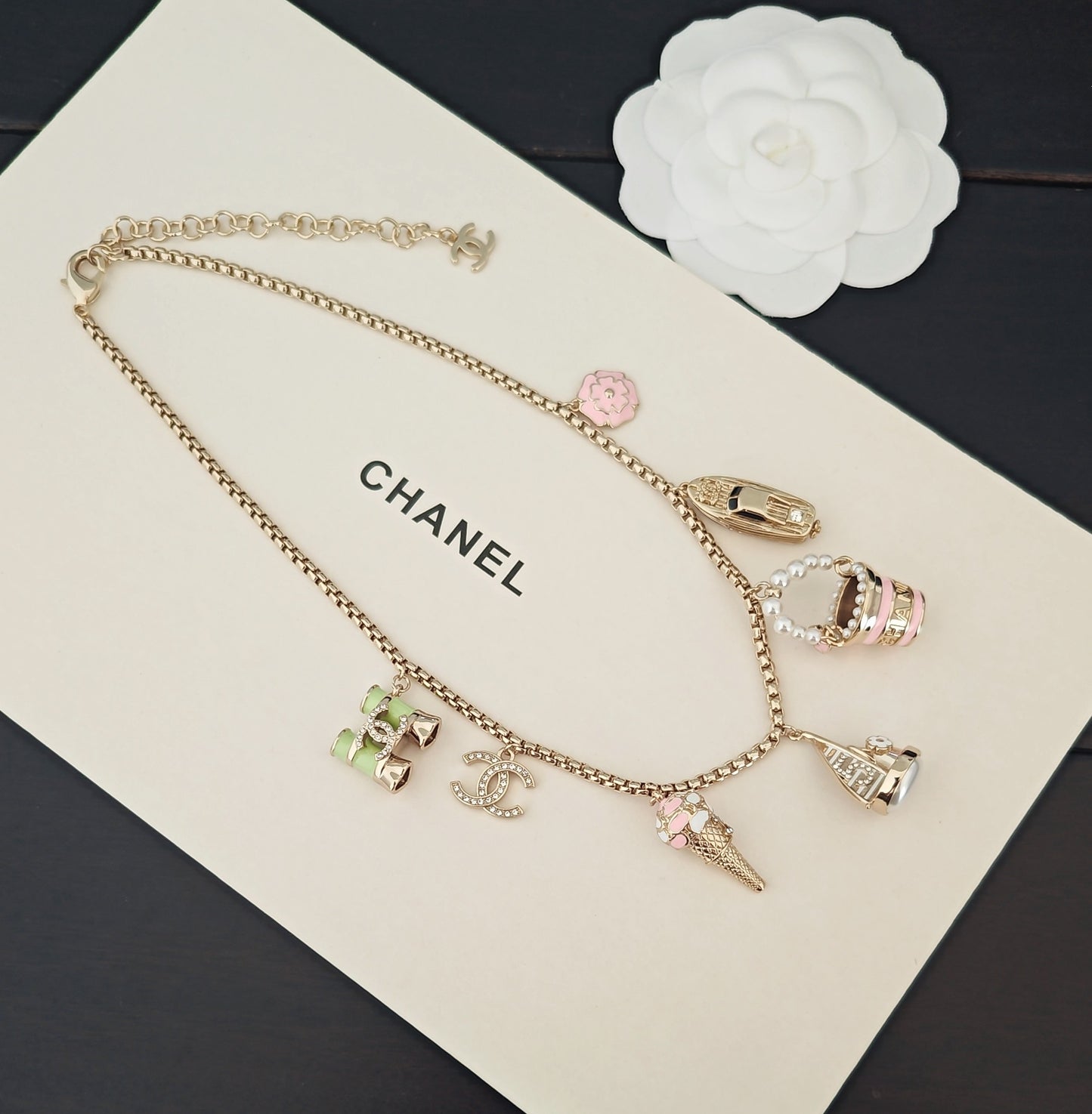 Signature Emblem Pendant Necklace in Gold-Tone – Design 010 detail view