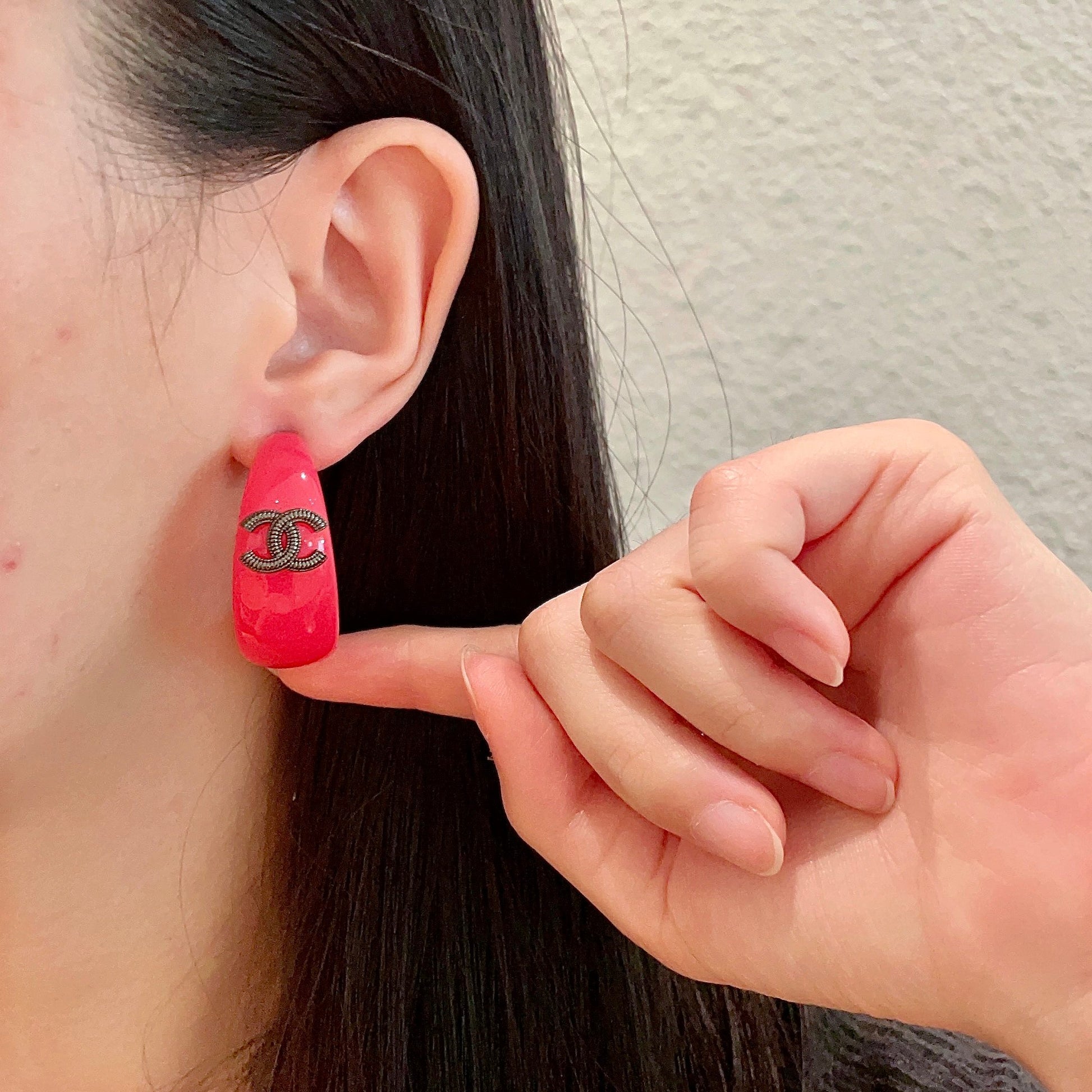 Signature Emblem Stud Earrings in Polished Metal-Tone – Design 028 front product view