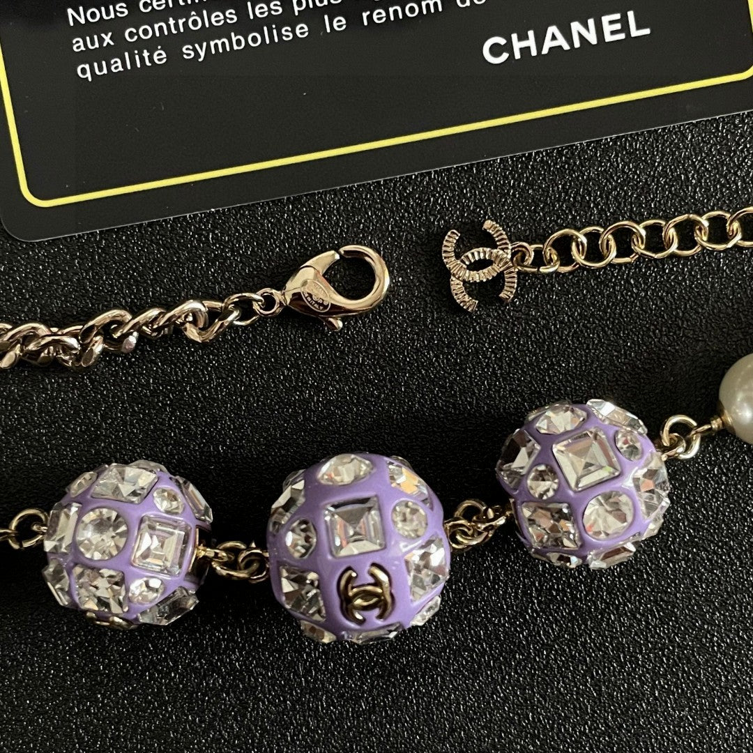 Double-C Emblem Pearl-Detail Pendant Necklace – Pearl Detail – Design 049 main product view
