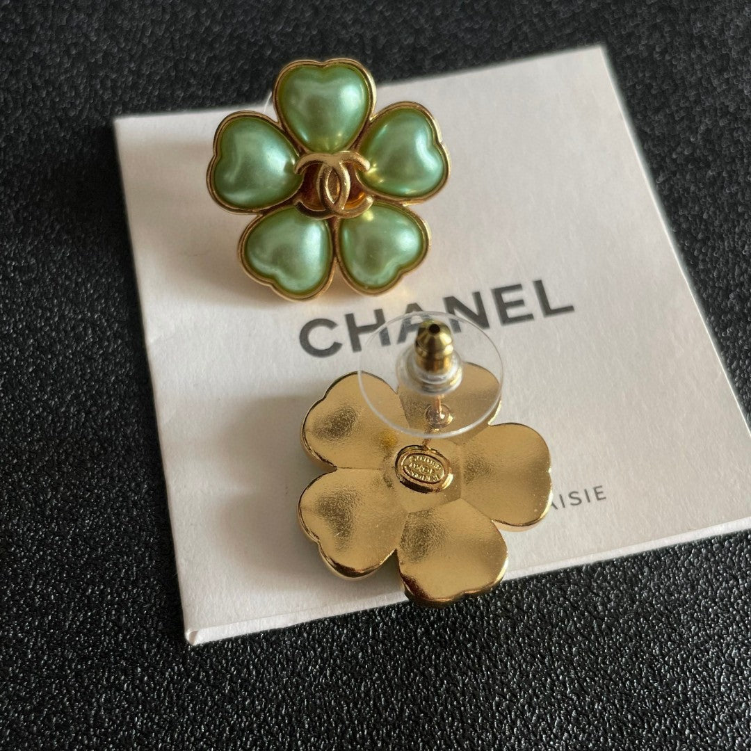 Camellia Stud Earrings in Polished Metal-Tone – Camellia Detail – Design 037 main product view