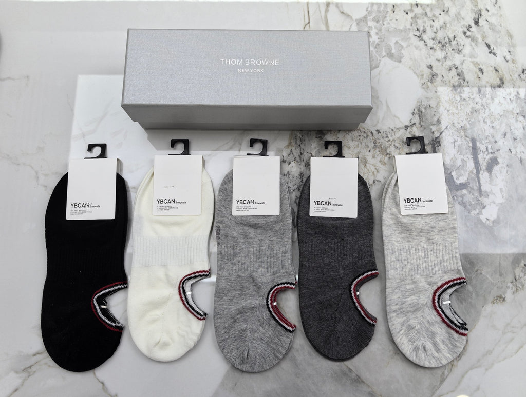Gucci Cotton Visible Colour, Cuff And Emblem Details No-Show Socks - 5-Pair Set