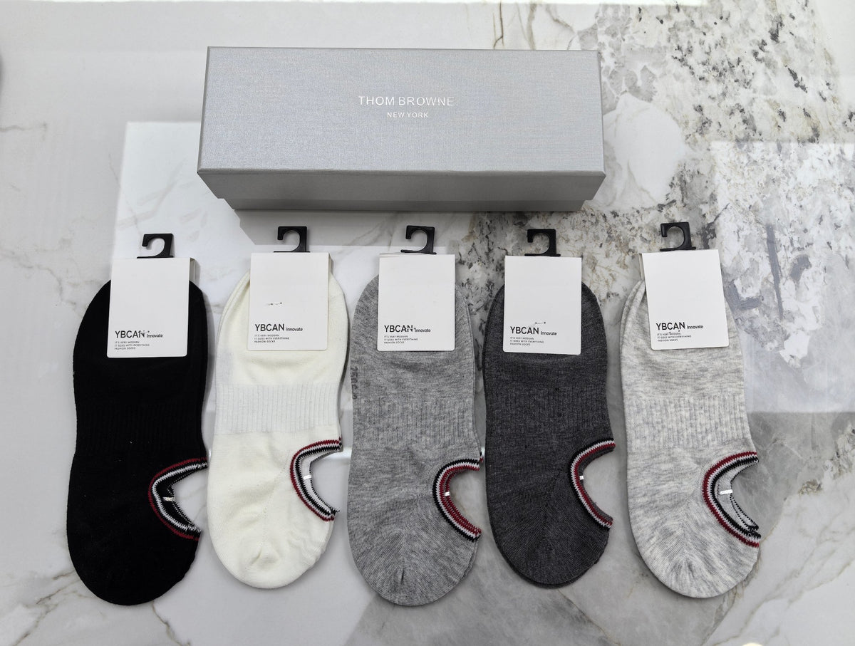 Gucci Cotton Visible Colour, Cuff And Emblem Details No-Show Socks - 5-Pair Set