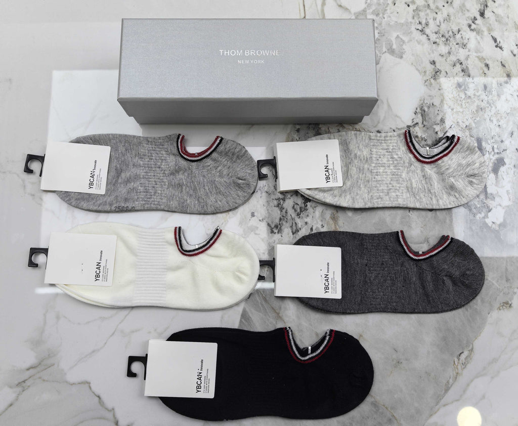 Gucci Cotton Visible Colour, Cuff And Emblem Details No-Show Socks - 5-Pair Set