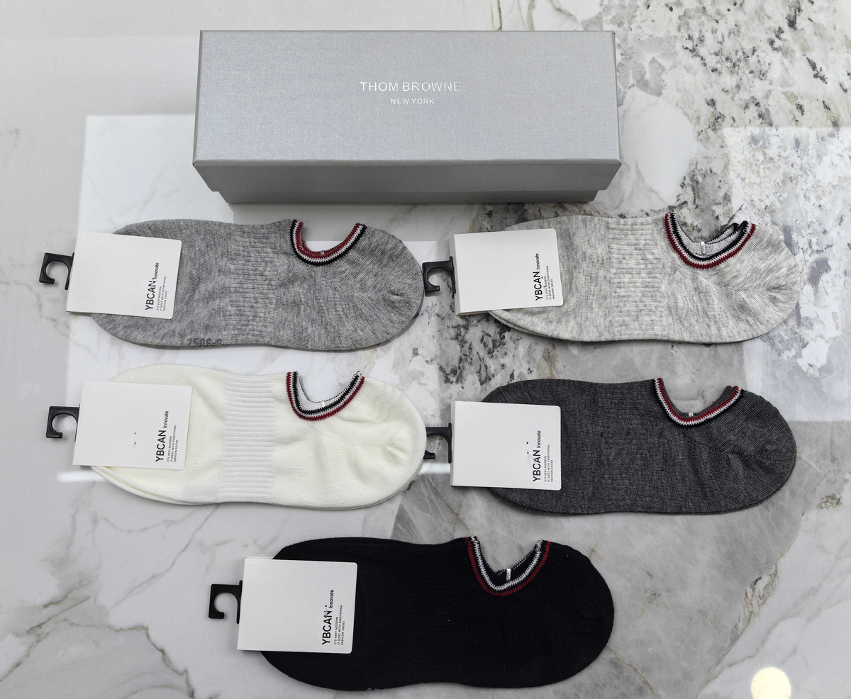 Gucci Cotton Visible Colour, Cuff And Emblem Details No-Show Socks - 5-Pair Set